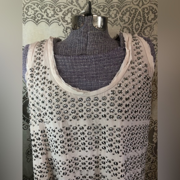 Rebecca Taylor Ballerina Light Pink Studded Silk Sleeveless Tank Size 12 - Picture 4 of 12